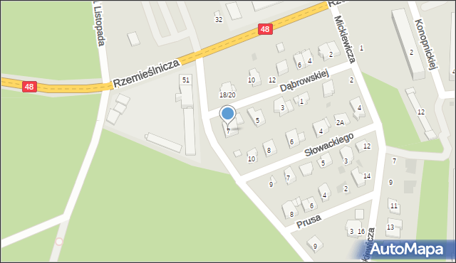 Białobrzegi, Dąbrowskiej Marii, 7, mapa Białobrzegi