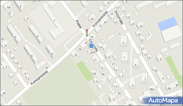 Bielsko-Biała, Damrota Konstantego, 13, mapa Bielsko-Białej