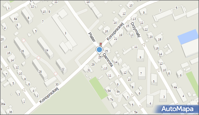 Bielsko-Biała, Damrota Konstantego, 15, mapa Bielsko-Białej
