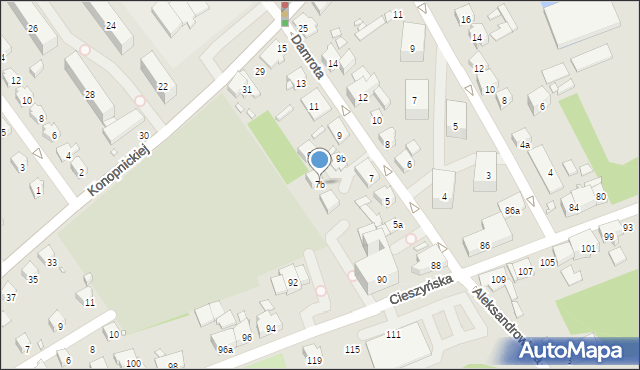 Bielsko-Biała, Damrota Konstantego, 7b, mapa Bielsko-Białej