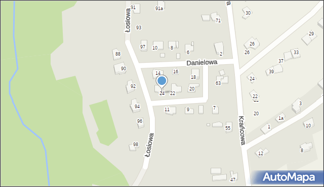 Bielsko-Biała, Danielowa, 24, mapa Bielsko-Białej