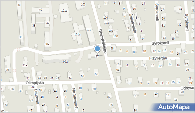 Bielsko-Biała, Daszyńskiego Ignacego, 97, mapa Bielsko-Białej