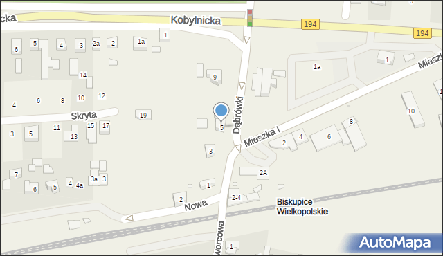 Biskupice, Dąbrówki, 5, mapa Biskupice