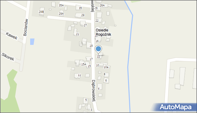 Bobrowniki, Dąbrowskiej Marii, 12, mapa Bobrowniki