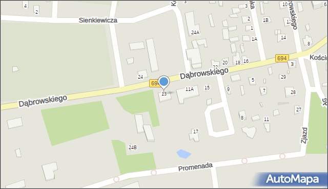 Brok, Dąbrowskiego Jarosława, gen., 13, mapa Brok