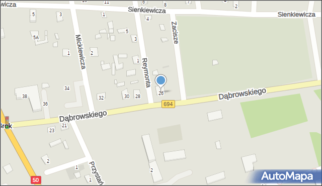 Brok, Dąbrowskiego Jarosława, gen., 26, mapa Brok