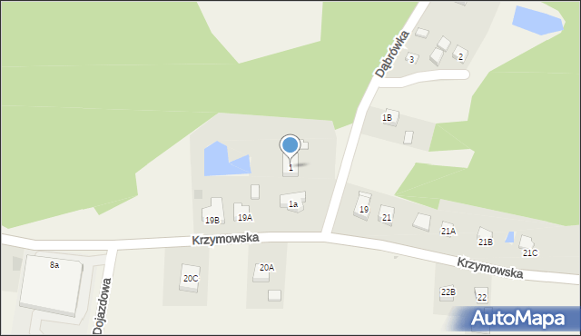 Brzeźno, Dąbrówka, 1, mapa Brzeźno