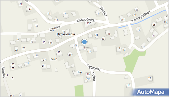 Brzoskwinia, Dąbrówki, 1, mapa Brzoskwinia