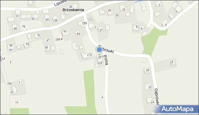 Brzoskwinia, Dąbrówki, 10, mapa Brzoskwinia