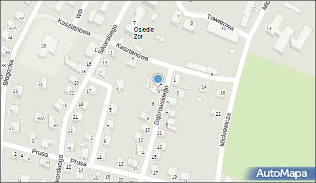 Cieszyn, Dąbrowskiego Jarosława, gen., 4, mapa Cieszyna