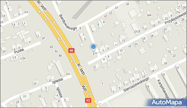 Częstochowa, Daniłowskiego, 1, mapa Częstochowy