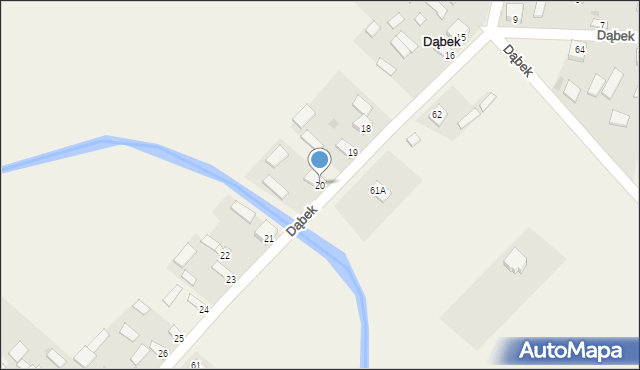 Dąbek, Dąbek, 20, mapa Dąbek