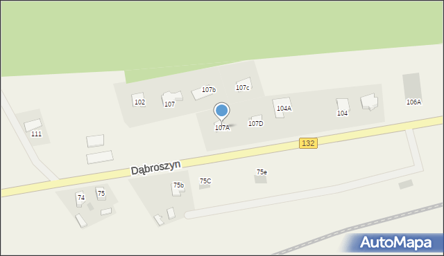 Dąbroszyn, Dąbroszyn, 107A, mapa Dąbroszyn