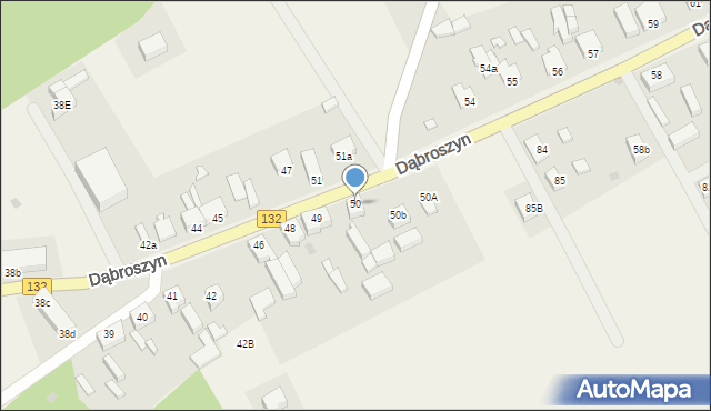 Dąbroszyn, Dąbroszyn, 50, mapa Dąbroszyn