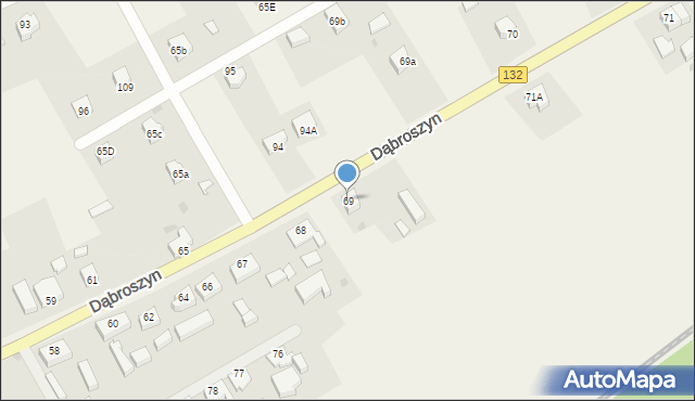 Dąbroszyn, Dąbroszyn, 69, mapa Dąbroszyn