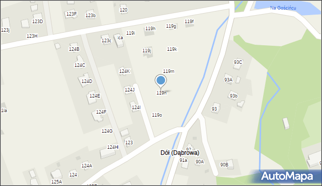 Dąbrowa, Dąbrowa, 119n, mapa Dąbrowa