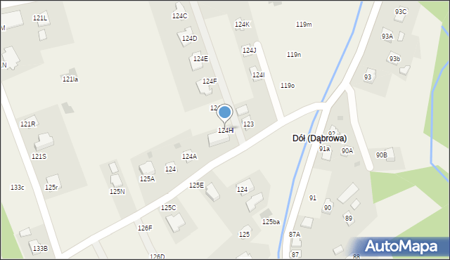 Dąbrowa, Dąbrowa, 124H, mapa Dąbrowa