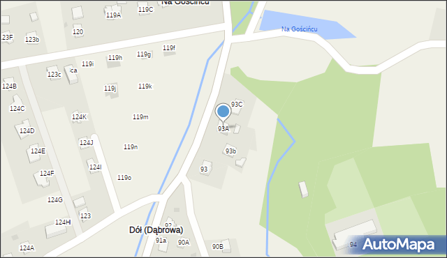 Dąbrowa, Dąbrowa, 93A, mapa Dąbrowa