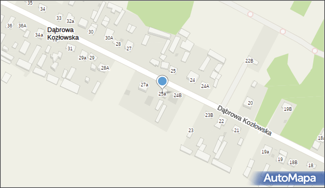 Dąbrowa Kozłowska, Dąbrowa Kozłowska, 25a, mapa Dąbrowa Kozłowska