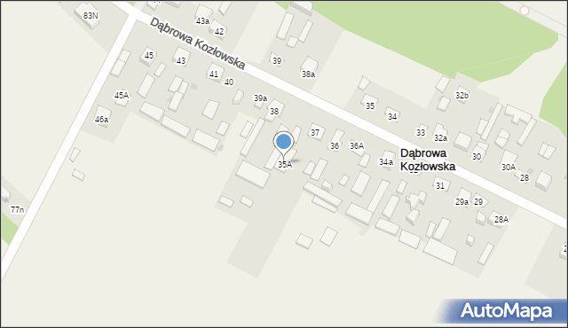 Dąbrowa Kozłowska, Dąbrowa Kozłowska, 37A, mapa Dąbrowa Kozłowska