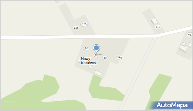 Dąbrowa Kozłowska, Dąbrowa Kozłowska, 61, mapa Dąbrowa Kozłowska