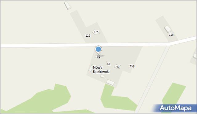 Dąbrowa Kozłowska, Dąbrowa Kozłowska, 62, mapa Dąbrowa Kozłowska
