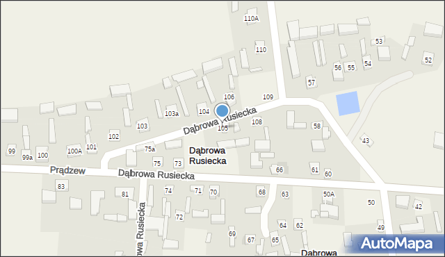 Dąbrowa Rusiecka, Dąbrowa Rusiecka, 105, mapa Dąbrowa Rusiecka