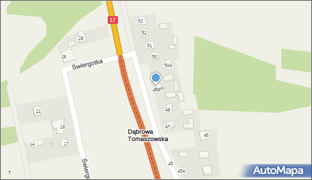 Dąbrowa Tomaszowska, Dąbrowa Tomaszowska, 49A, mapa Dąbrowa Tomaszowska