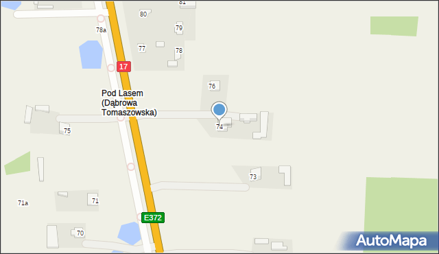 Dąbrowa Tomaszowska, Dąbrowa Tomaszowska, 74, mapa Dąbrowa Tomaszowska
