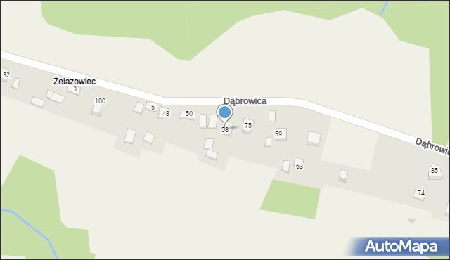 Dąbrowica, Dąbrowica, 58, mapa Dąbrowica