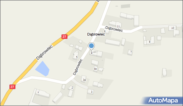 Dąbrowiec, Dąbrowiec, 4, mapa Dąbrowiec