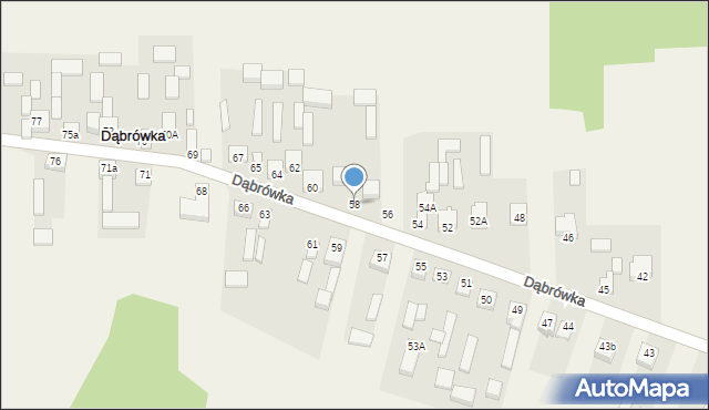 Dąbrówka, Dąbrówka, 58, mapa Dąbrówka