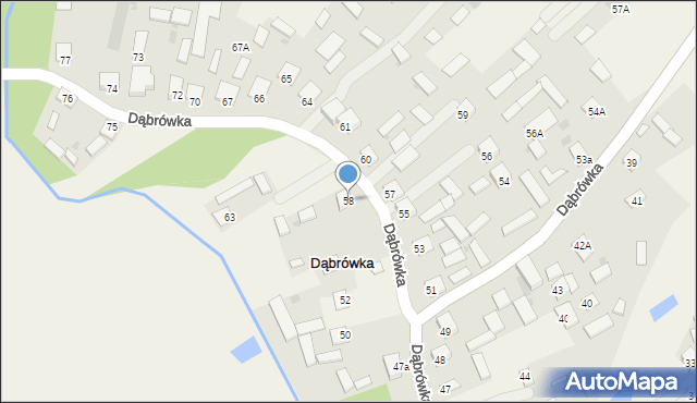 Dąbrówka, Dąbrówka, 58, mapa Dąbrówka