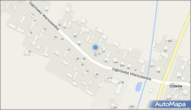 Dąbrówka Warszawska, Dąbrówka Warszawska, 91, mapa Dąbrówka Warszawska
