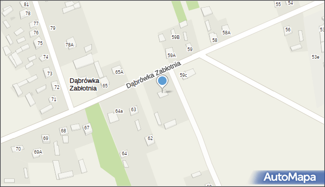 Dąbrówka Zabłotnia, Dąbrówka Zabłotnia, 62, mapa Dąbrówka Zabłotnia