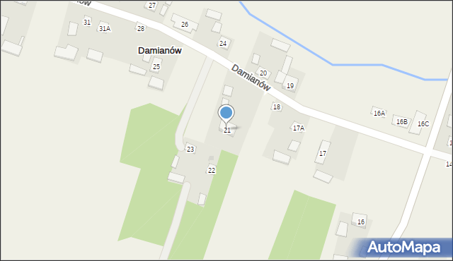 Damianów, Damianów, 21, mapa Damianów