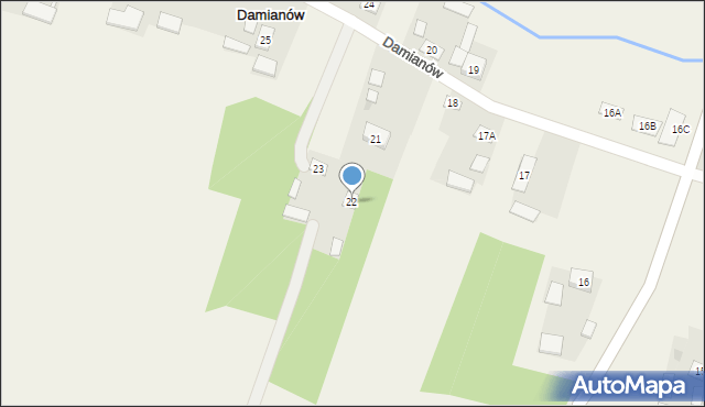 Damianów, Damianów, 22, mapa Damianów