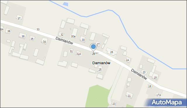 Damianów, Damianów, 28, mapa Damianów