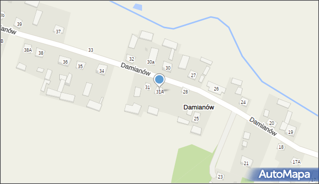 Damianów, Damianów, 31A, mapa Damianów