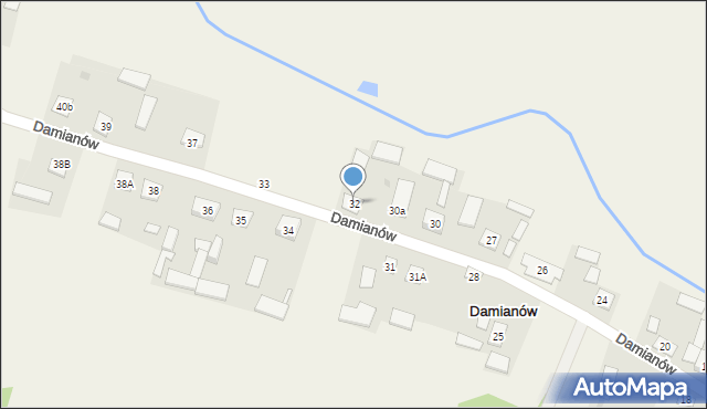 Damianów, Damianów, 32, mapa Damianów