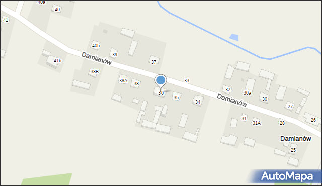 Damianów, Damianów, 36, mapa Damianów