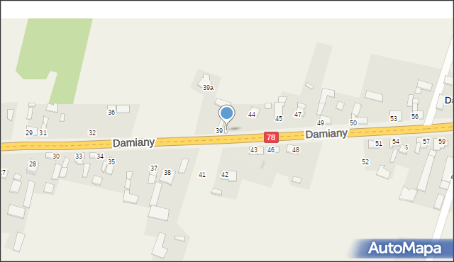 Damiany, Damiany, 40, mapa Damiany