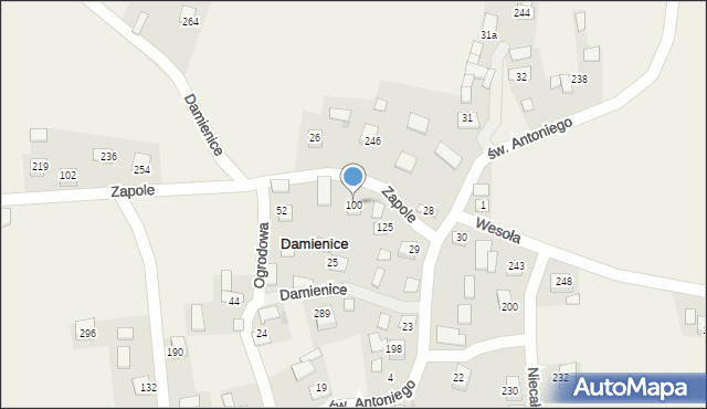Damienice, Damienice, 100, mapa Damienice