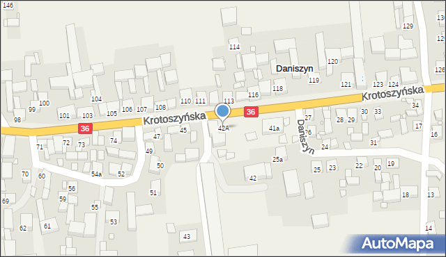 Daniszyn, Daniszyn, 42A, mapa Daniszyn