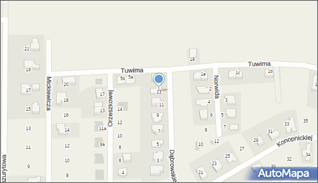 Dobrzykowice, Dąbrowskiej Marii, 13, mapa Dobrzykowice