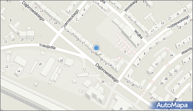 Gliwice, Dąbrowskiego Jarosława, gen., 33, mapa Gliwic