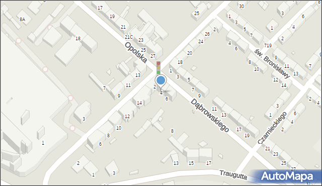 Gliwice, Dąbrowskiego Jarosława, gen., 4, mapa Gliwic