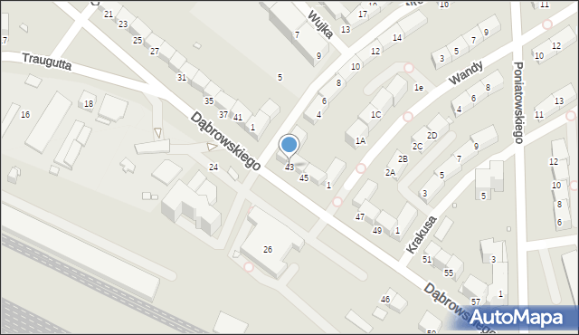 Gliwice, Dąbrowskiego Jarosława, gen., 43, mapa Gliwic