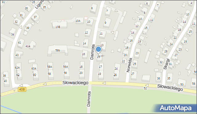 Gliwice, Damrota Konstantego, 15, mapa Gliwic