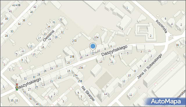 Gliwice, Daszyńskiego Ignacego, 12, mapa Gliwic